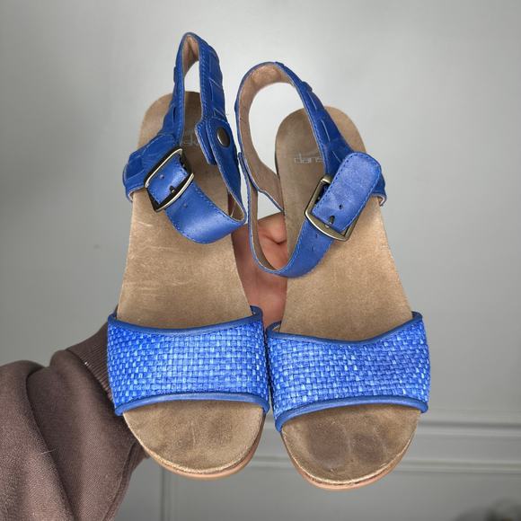 Dansko Debby Blue Woven Leather Heeled Comfort Sandal Womens EU 38 US 7.5-8 - Picture 5 of 10